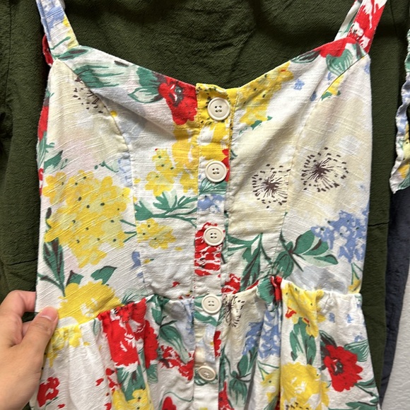 Urban outfitters floral midi dress button front tie shoulder Medium EUC spring - Picture 5 of 6